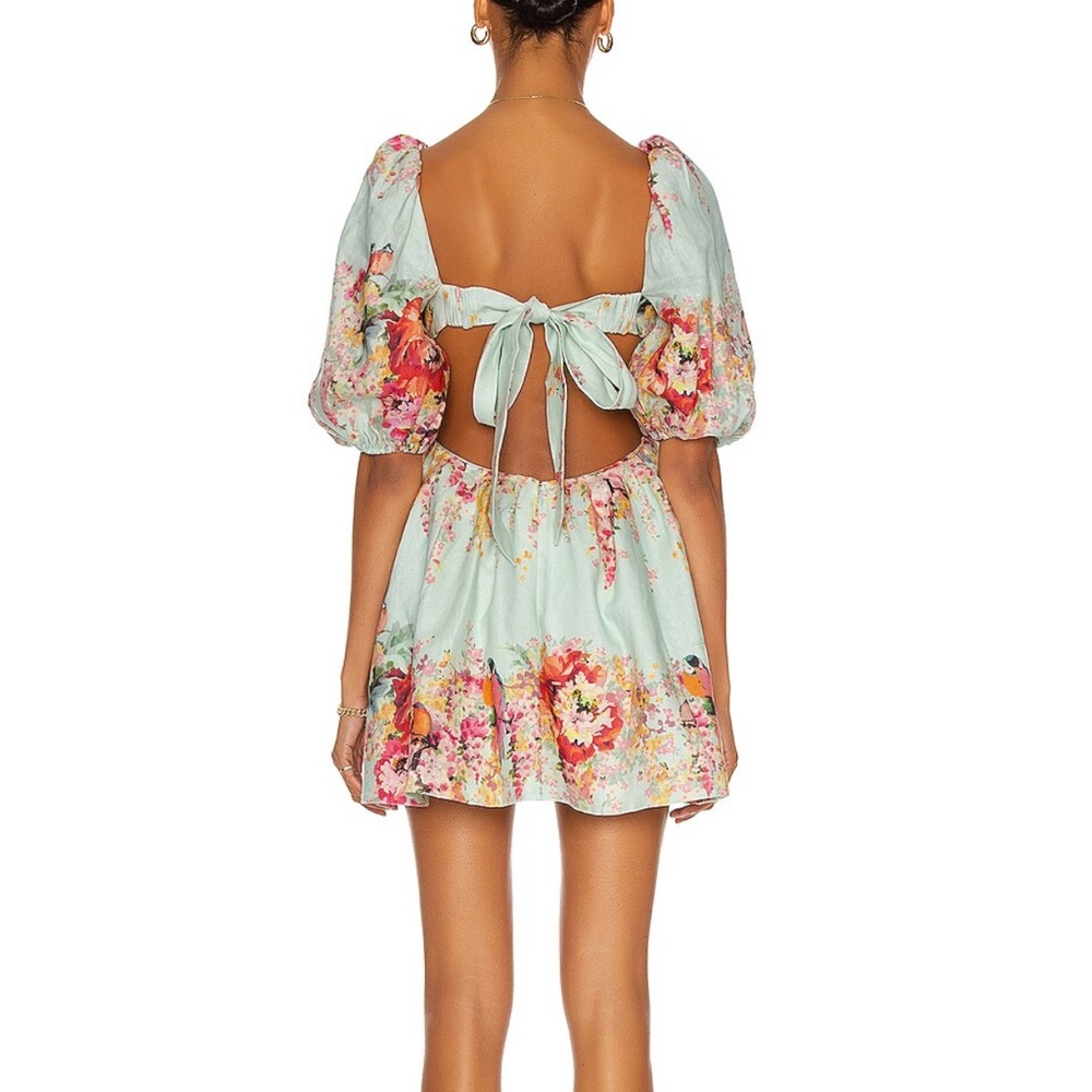 Zimmerman out of stock Mae cutout mini dress in mint floral worn once - Picture 2 of 4